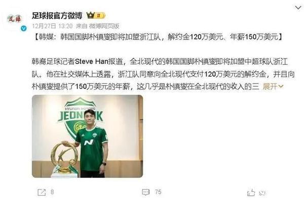 浙江队引进韩国国脚、全北现代队长朴镇燮